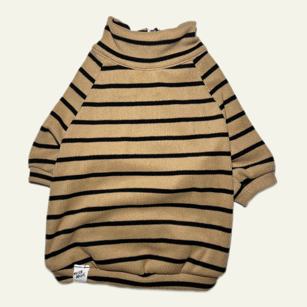 Clean Look | Half-Zip Sweater Striped Cappuccino