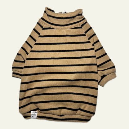 Clean Look | Half-Zip Sweater Striped Cappuccino