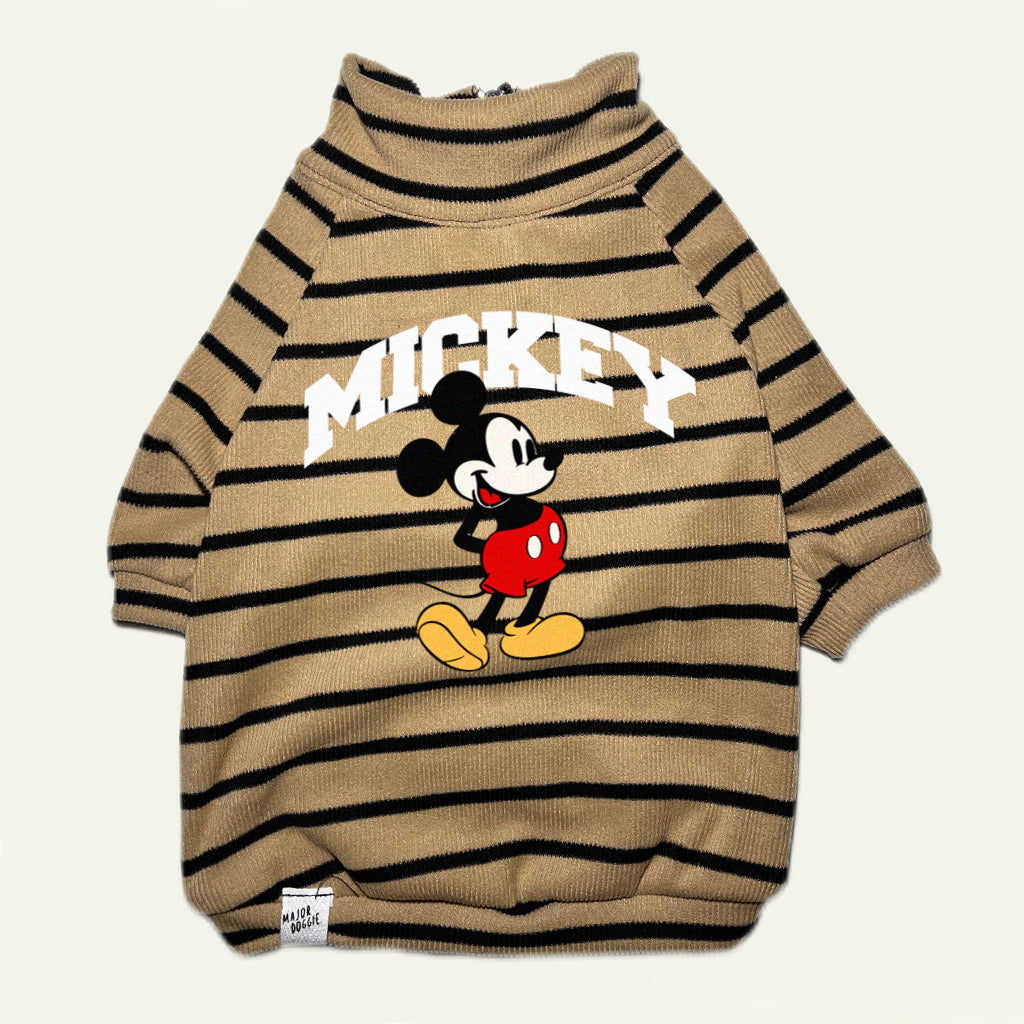 Mickey 🐭 | Half-Zip Sweater Striped Cappuccino
