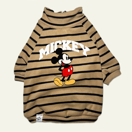Mickey 🐭 | Half-Zip Sweater Striped Cappuccino